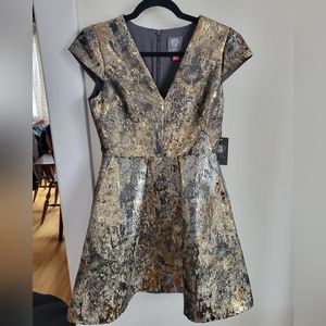 Vince Camuto Jacquard Cap-Sleeve Fit and Flare Dress Size 2